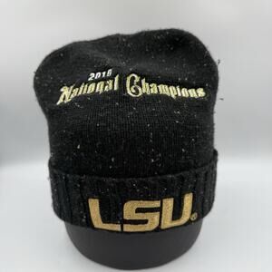 LSU Tigers 2019 National Champions Knit Beanie Hat Nike Black CFP Logo